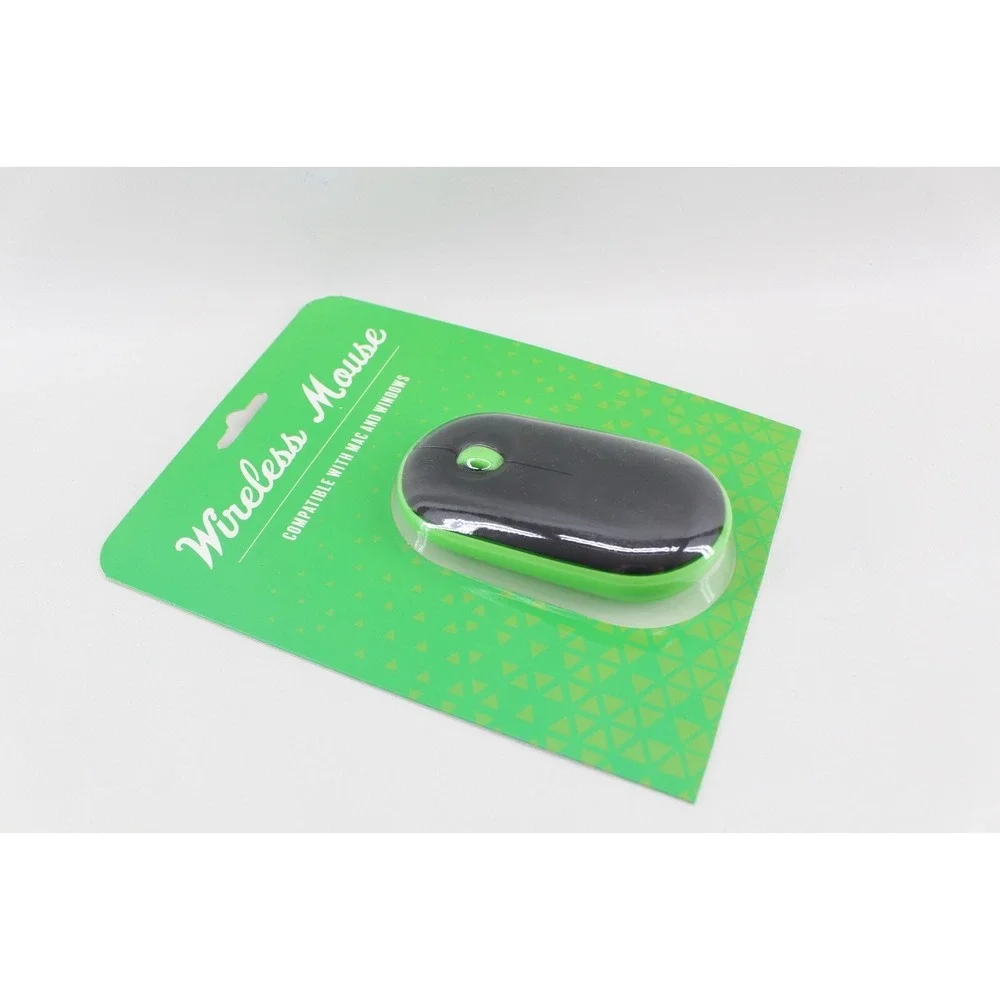 New Orbit Innovations Wireless Mouse w/ Scroll Wheel Compatible Mac/PC Green/Blk